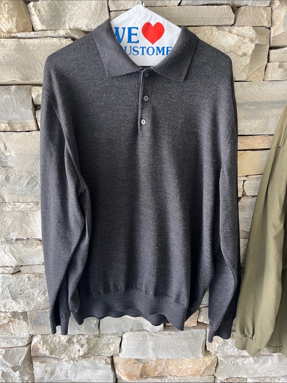 Nordstrom Charcoal V-Neck Long-Sleeve Sweater